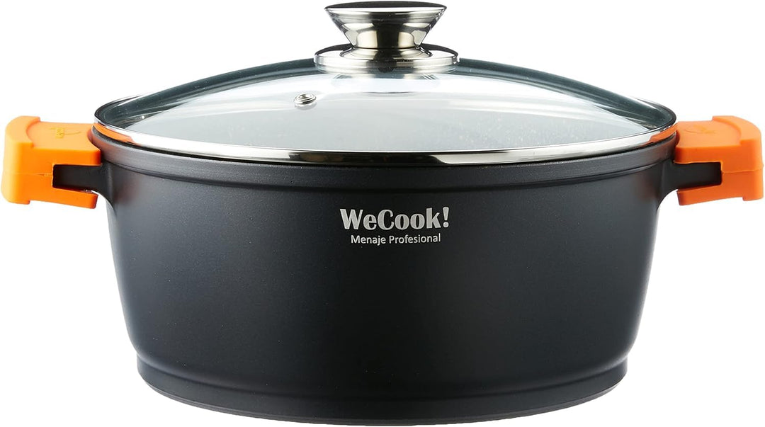 WECOOK! Ecochef Titan Hoher Kochtopf 20 cm Induktion mit Glasdeckel, Antihaftbeschichtung QUANTANIUM