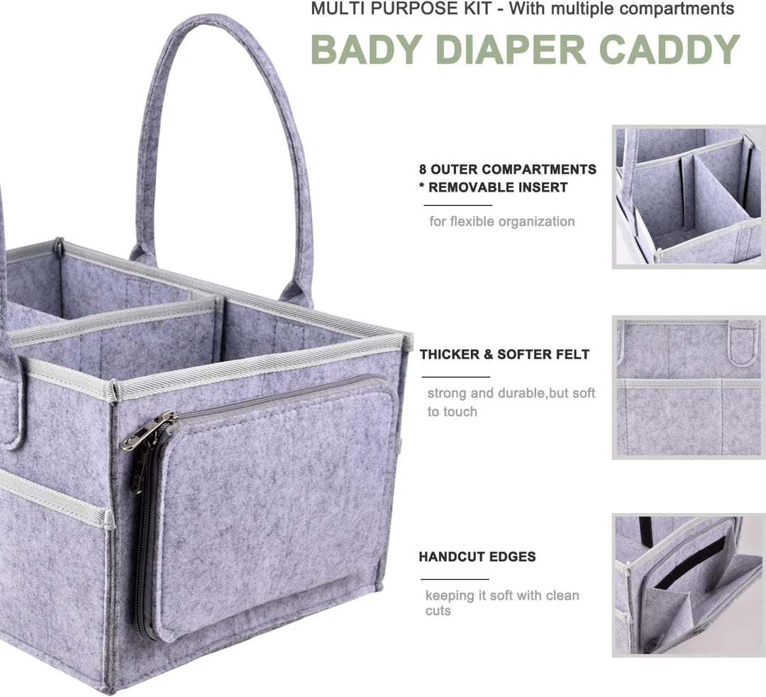 IDOMISMR Wickeltisch Organizer,Windelorganizer Baby Windelcaddy Filztasche tragbar mit verstellbaren