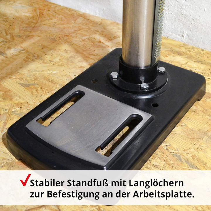 Hecht Profi Standbohrmaschine mit starken 600 Watt – 12-stufige Drehzahlregelung, schwenkbar- und hö