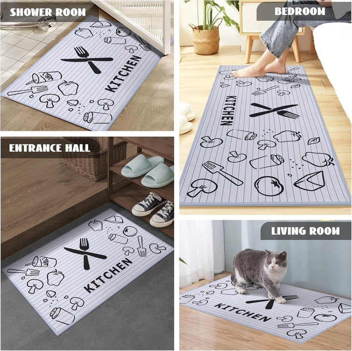 2 Stück Küchenvorleger und -matten rutschfest Maschinenwaschbar Abwischbare Matte für Küche, Eingang