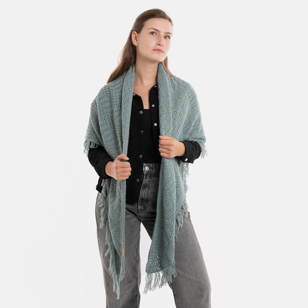 KNIT FACTORY - Dreiecksschal Amber - Damen Strickschal mit Wolle - Umschlagtuch für den Herbst und W