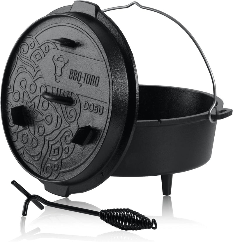 BBQ-Toro Ultimate Dutch Oven mit PRO3+ Beschichtung | 7,3 Liter (DO6U), Topf mit Füssen | bereits ei