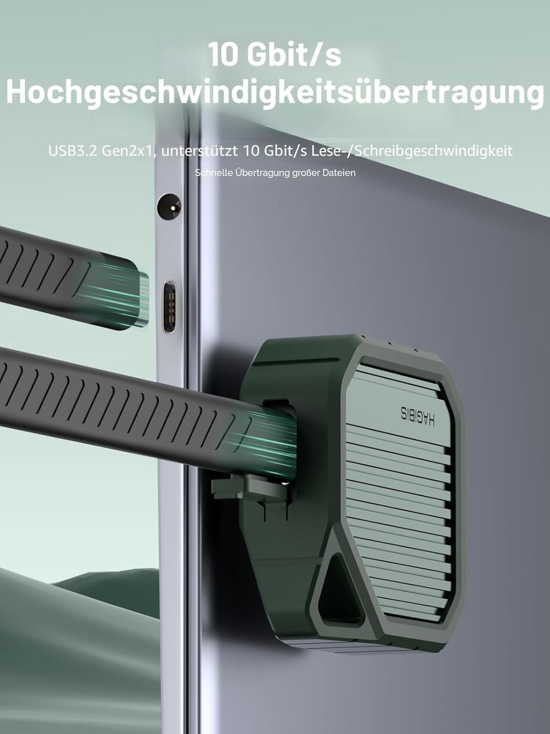 Hagibis M.2 2230 NVMe SSD-Gehäuse, USB C 3.2 Gen 2 Typ-C 10 Gbit/s auf NVMe PCI-E-Adapter, Aluminium