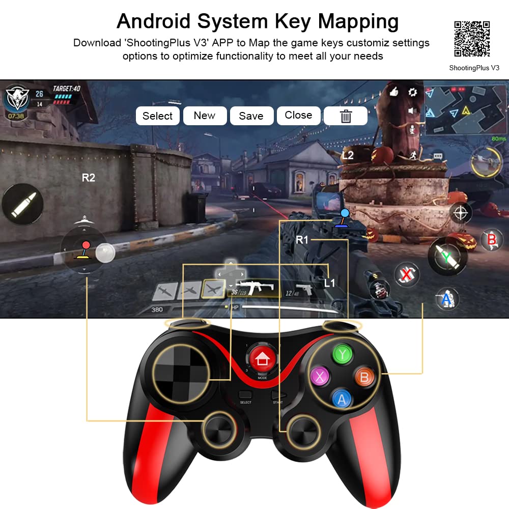 Mobile Game Controller für iOS/Android, Arvin Bluetooth Gamepad mit Halterung für iPhone 14/13/12/11