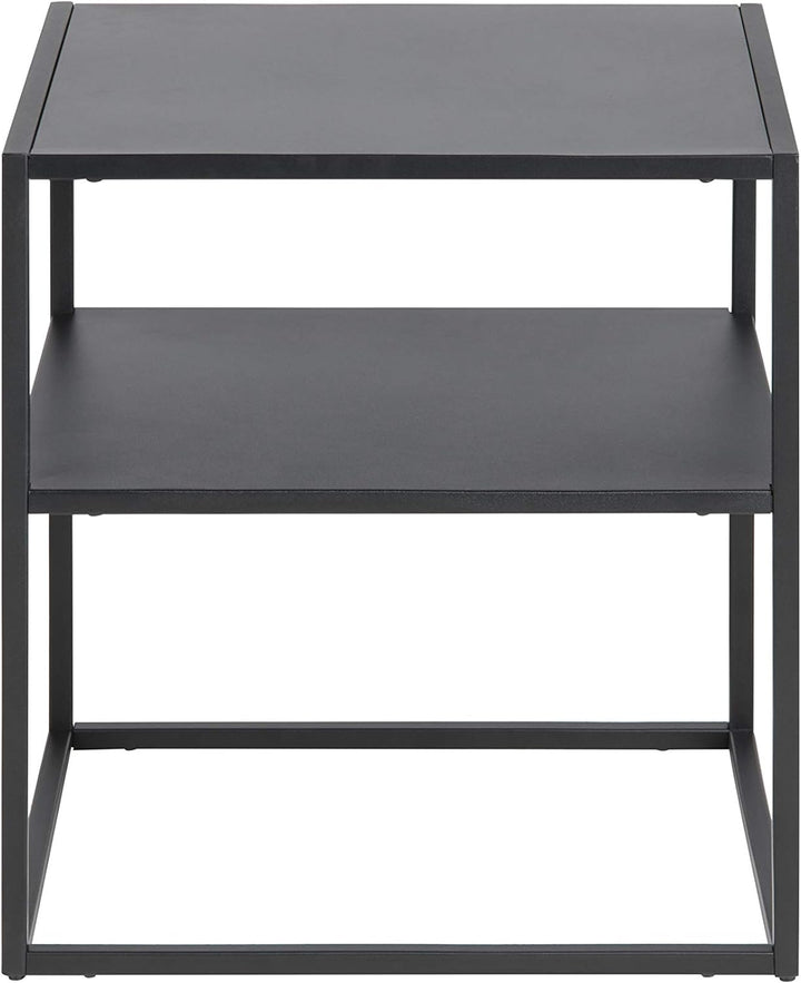 AC Design Furniture Nino Nachttisch mit Ablage, B: 45 x H: 50,5 x T: 40 cm, Schwarz, Metall, 1 Stk,