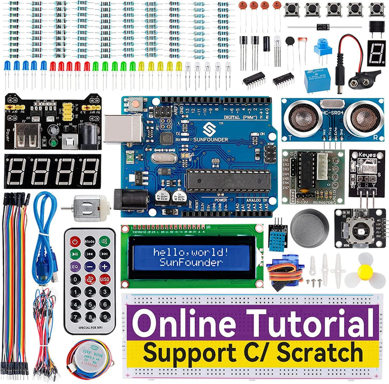 SUNFOUNDER Project Complete Starter Kit Kompatibel mit Arduino UNO R3 Arduino IDE/Scratch Codingmit