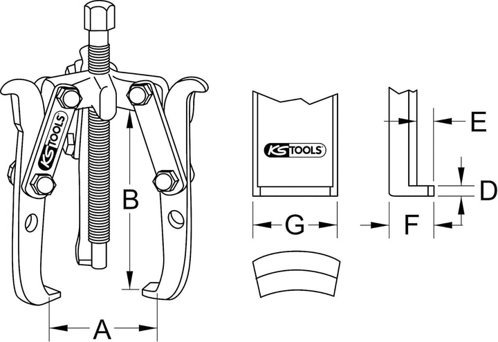 KS Tools 700.1130 Universal-Abzieher 2- und 3-armig, 120mm