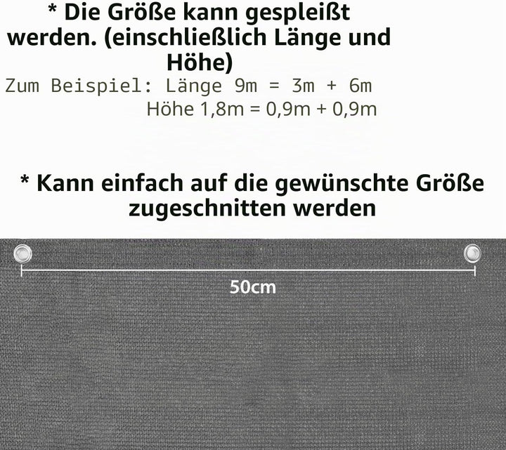 Sekey Balkon Sichtschutz Balkonabdeckung HDPE 220 g/m², 120x600cm, Leicht Transparent Wind- und UV-S