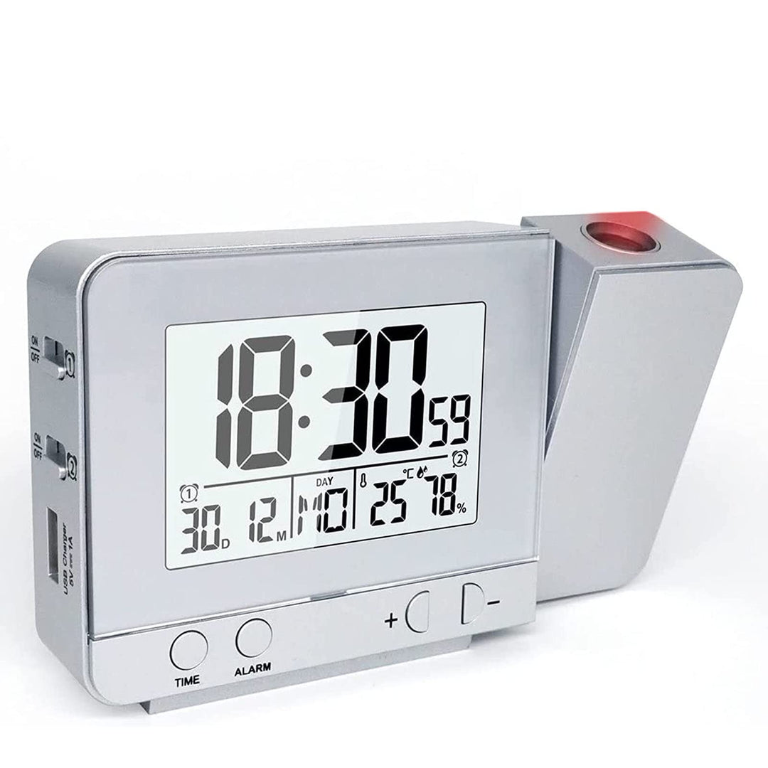 VORRINC Projektionswecker Digital Uhr mit USB Anschluss, Innentemperaturanzeige und Datumsanzeige, 4