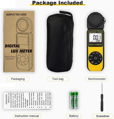 AOPUTTRIVER Digital Luxmeter, Belichtungsmesser, Tragbare Photometer AP-881D Lichtmesser mit Bereich