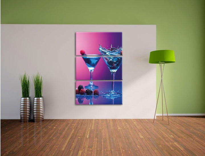 Pixxprint Coole Cocktails als Leinwandbild | Grösse: 3 Teilig (120x80) | Wandbild| Kunstdruck | fert