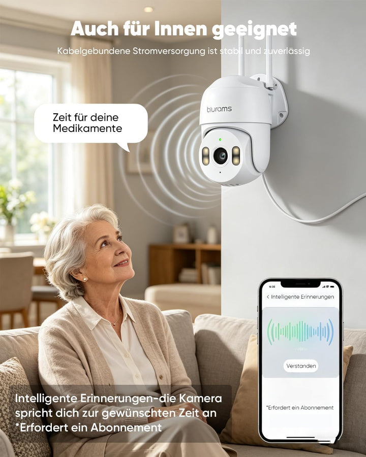 blurams Überwachungskamera WLAN Aussen Innen - 2K 3MP PTZ Kamera Überwachung mit 5G WiFi - bis zu 3X