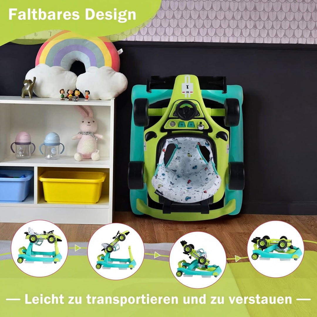 COSTWAY 4 in 1 Lauflernhilfe, Lauflernwagen klappbar mit verstellbarer Höhe & Geschwindigkeit, Baby