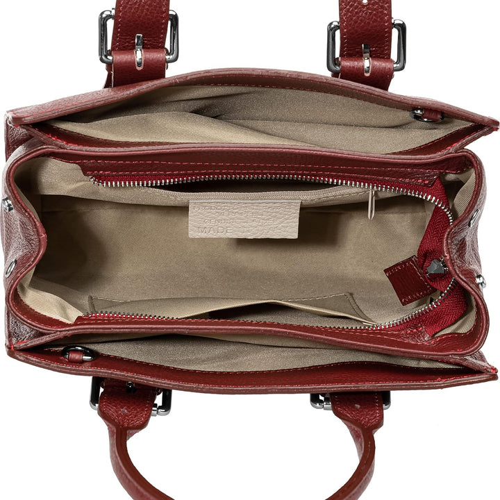 Caspar TL807 klassisch elegante Damen Leder Handtasche Einheitsgrösse Weinrot, Einheitsgrösse Weinro
