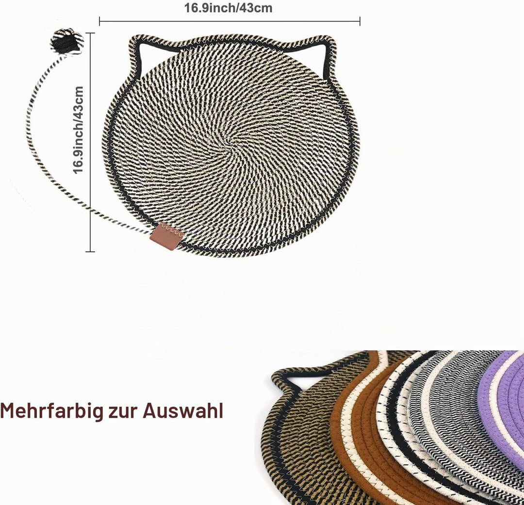 Katze-Kratzer-Matte, Baumwollseil-Katzenkratzmatte, runder horizontaler 16.9&