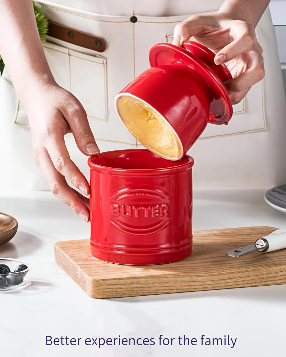 Besmeety Grosse Französische Butterdose, Butterglocke Keramik, Butterdose Porzellan, Butterdosen, 25