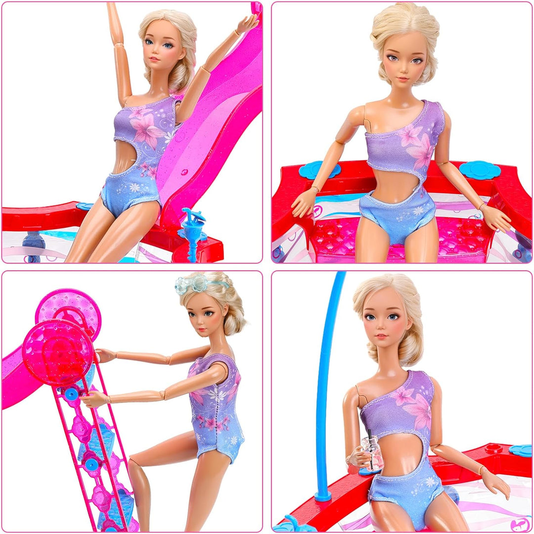 Miunana Puppen Pool Schwimmbad Puppenkleidung Kleidung Meerjungfrau Badeanzug Bikini Schwimmring Acc