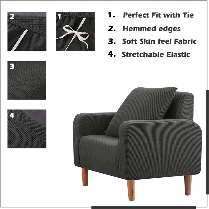 WedDecor Stretch-Sesselbezüge aus Knautschsamt, Sofabezüge, Sofaschoner für Wohnzimmer, rutschfeste,