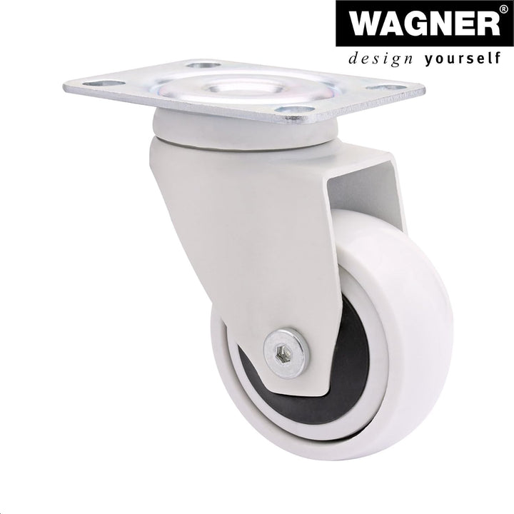 WAGNER Design - 3C - Lenkrollen / Apparaterollen / Möbelrollen 4tlg. Set - weiss, Softlauffläche, Du