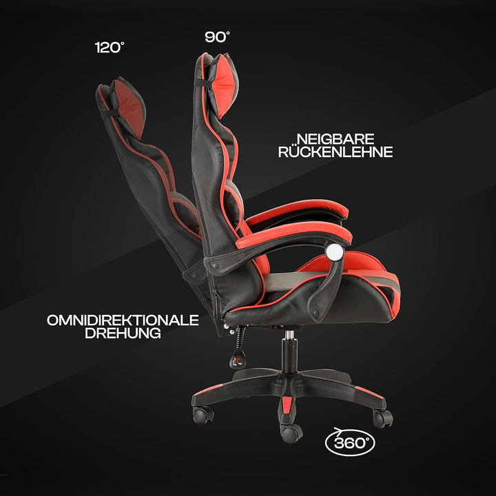 Baroni Home Gaming-Stuhl, ergonomischer Bürostuhl, gepolstert Gaming Sessel mit bequemer, Verstellba