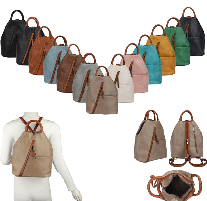 OBC Damen Rucksack Tasche Schultertasche Leder Optik Daypack Backpack Handtasche Tagesrucksack Cityr