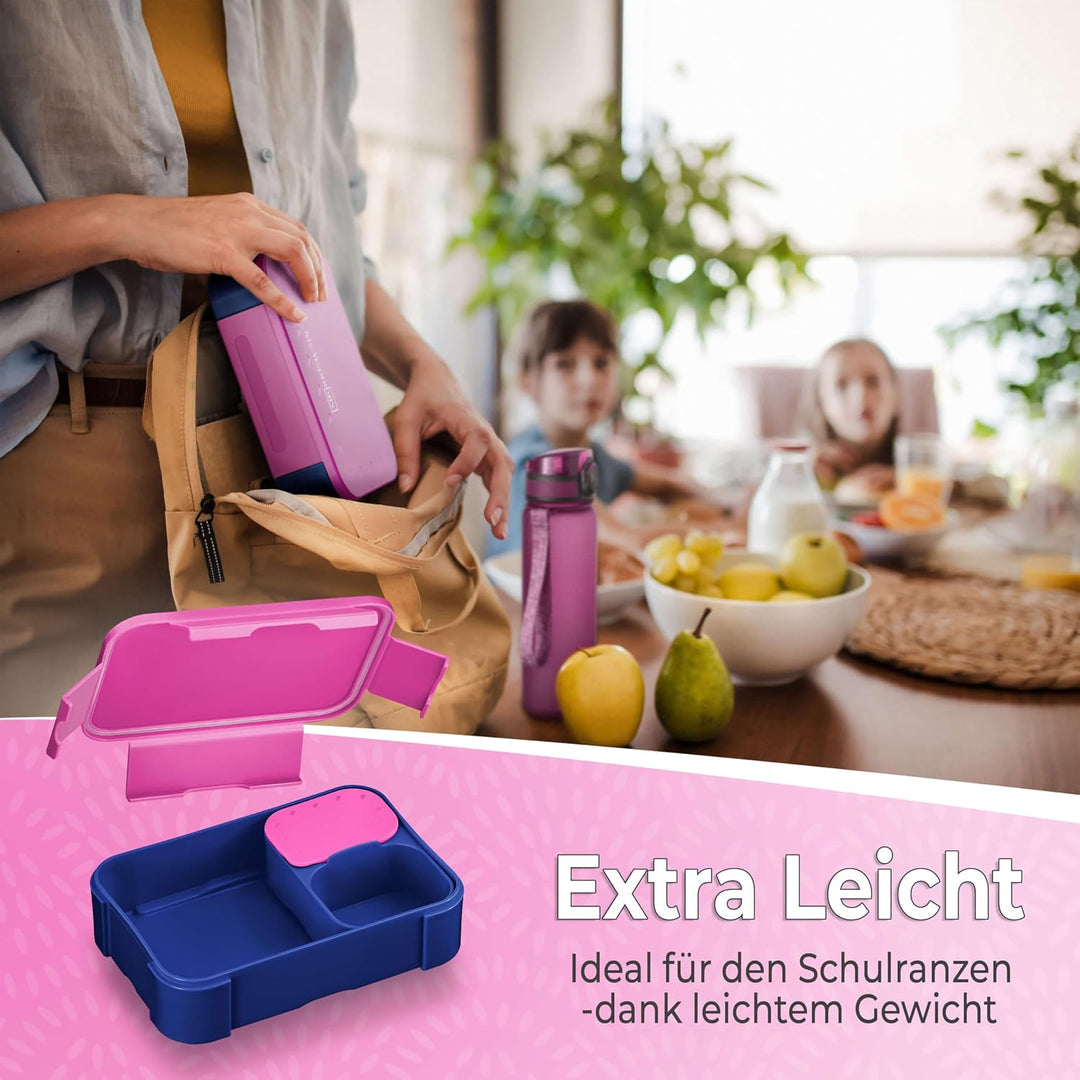 My Vesperbox - Mini Lite Set – Bento Box &amp; Trinkflasche 500ml – Lunchbox mit variablen Fächern – Bro