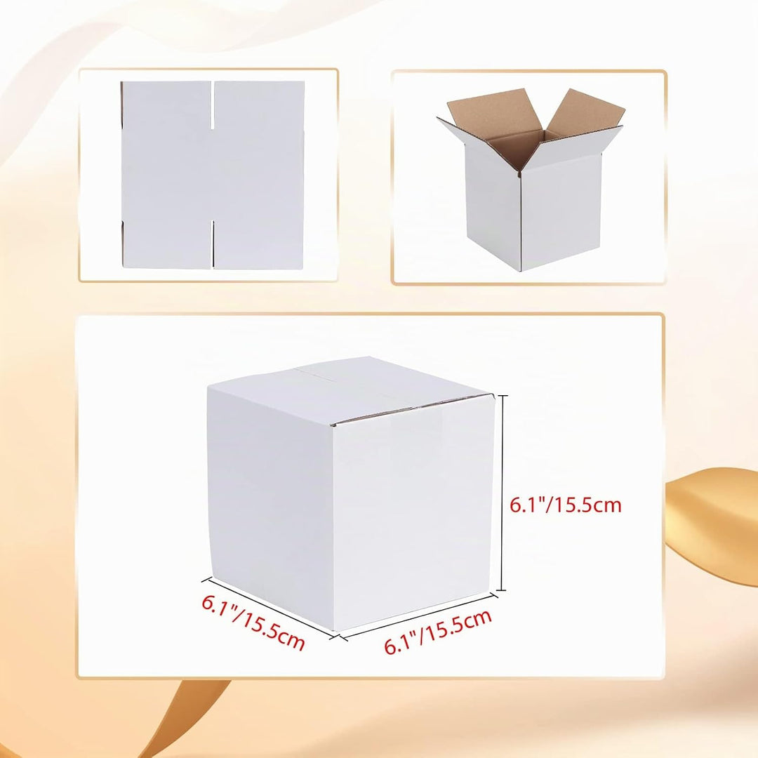 EYMPEU 40 Stück 15,3x15,3x15,3cm Weisse Versandkarton, Kartons für kleine Gegenstände, Spielzeug, Sc
