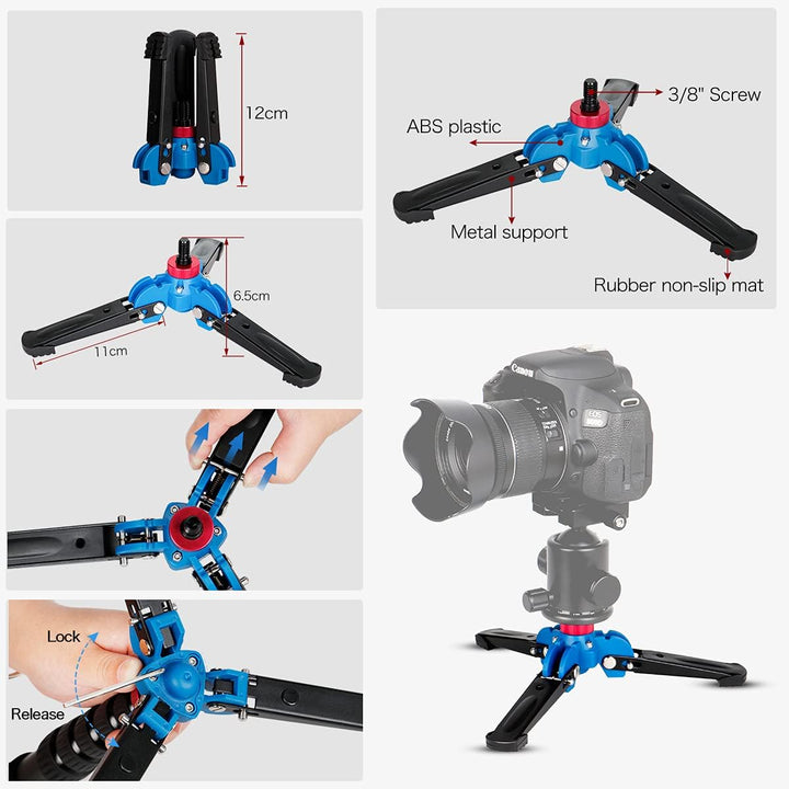 Koolehaoda Kamera Aluminium Einbeinstativ mit klappbarem Stativ,Max. Höhe 168cm K-288+A1, K-288+A1