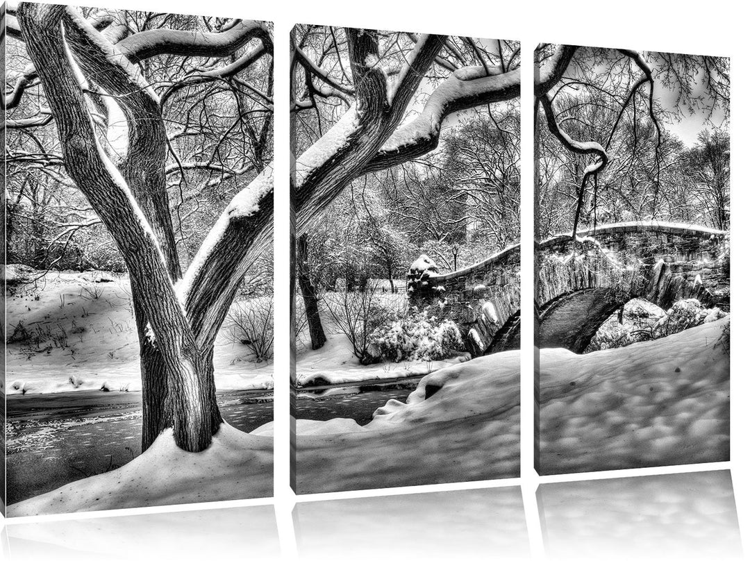 Pixxprint Central Park New York als Leinwandbild/Grösse: 3 Teilig (120x80) cm/Wandbild/Kunstdruck/fe