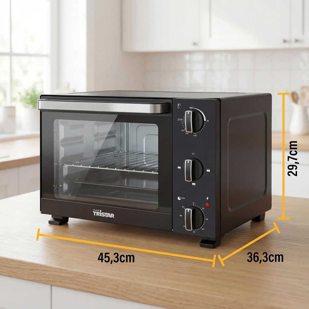 Tristar Mini-Backofen 20 L, 1300 W, Ober- und Unterhitze, Einstellbarer Thermostat, 60-Minuten-Timer