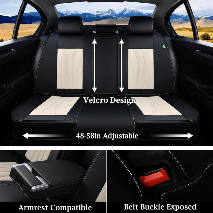 FLORICH Autositzbezüge Leder, Vorder- und Rücksitzbezüge, 5 Stück, komplettes Set, universell passen