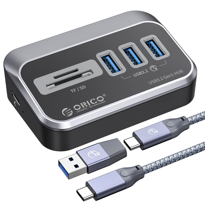 ORICO USB C Hub, Tpy C Splitter mit 3 USB 3.2 Gen 1 Data Port und SD/TF Kartenleser, 5 Gbps USB Vert