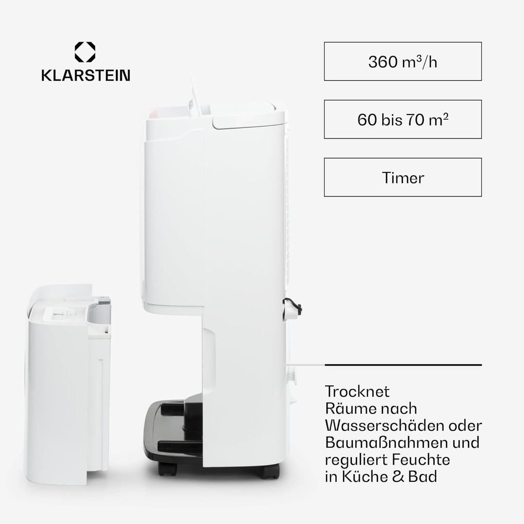 Klarstein DryFy Connect 40L Smart Luftentfeuchter, 40L/24h, WiFi App Steuerung, 7L Tank, Automatisch