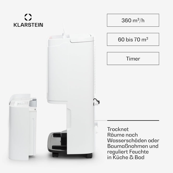 Klarstein DryFy Connect 40L Smart Luftentfeuchter, 40L/24h, WiFi App Steuerung, 7L Tank, Automatisch