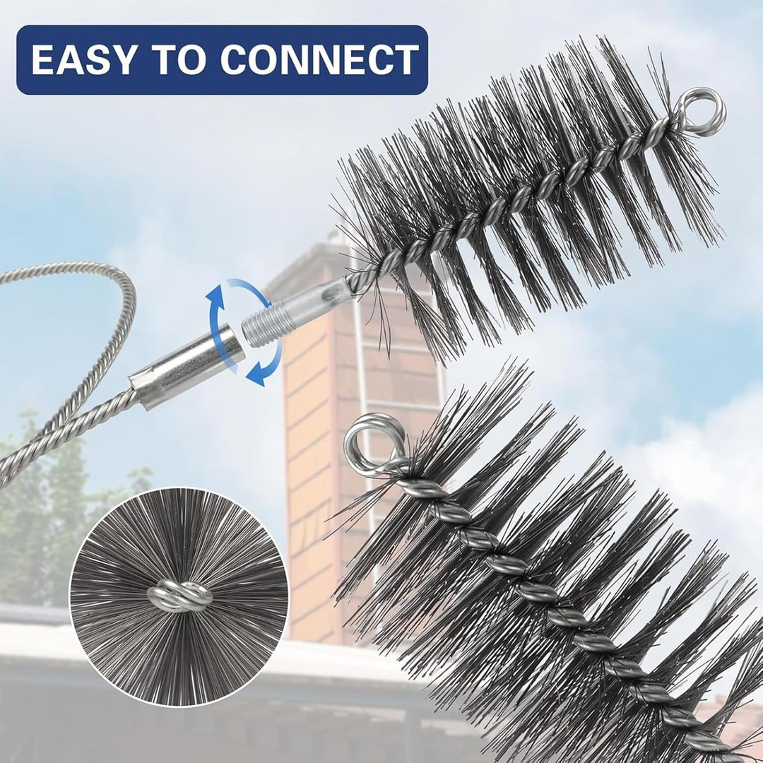 7PCS Ofenrohrbürste Set,Kaminbürste Stange Set,Kaminbürste 150mm,Kaminrohr Reinigungsbürste,Schornst