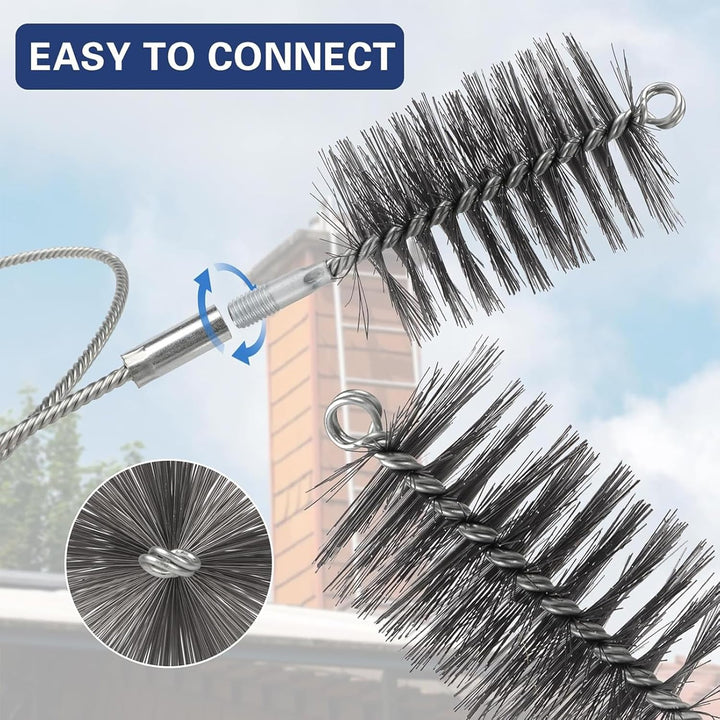 7PCS Ofenrohrbürste Set,Kaminbürste Stange Set,Kaminbürste 150mm,Kaminrohr Reinigungsbürste,Schornst