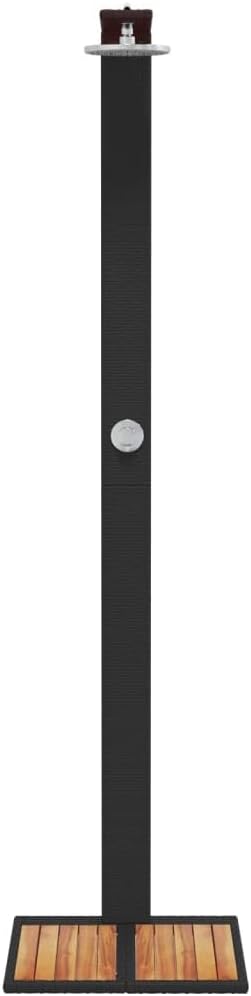 Gartendusche mit Lattenboden Drehbarer Duschstrahl Schwarz 50x55x224 cm Poly Rattan und Akazienholz