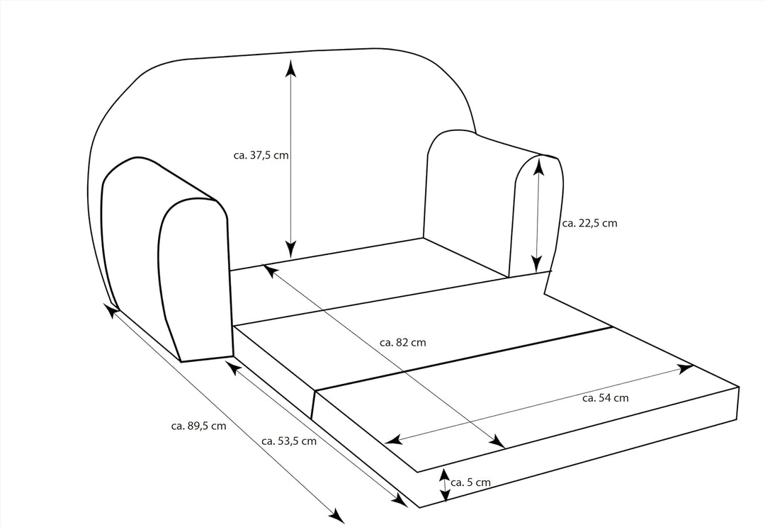 Delsit Kindersofa zum Ausklappen - Kinder Sofa mit Schaumstofffüllung - Sofa Kinder mit Abnehmbarem