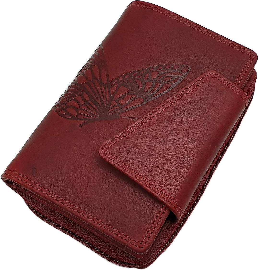 Echt Rindleder Damen Geldbörse / Geldbeutel / Portemonnaie / Geldtasche / Portmonee in Hochformat mi