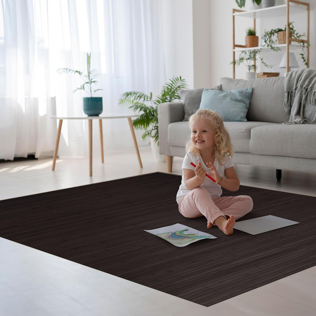 DE-COmmerce Bambusteppich Massive Ebony, 40x60 cm, 17mm gehärtete Stege, massiver Teppich ohne Bordü