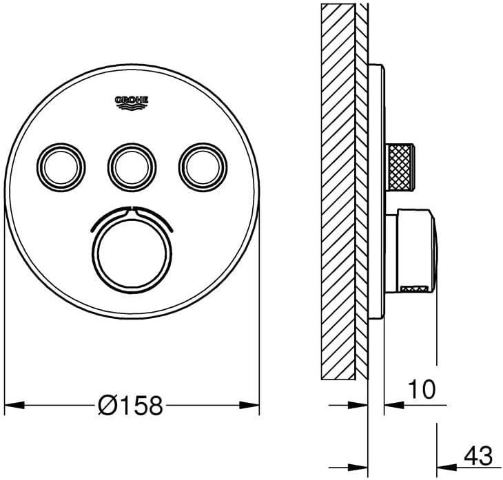 GROHE SmartControl Thermostate - Unterputzmischer mit 3 Absperrventilen (Fertigmontageset für Rapido