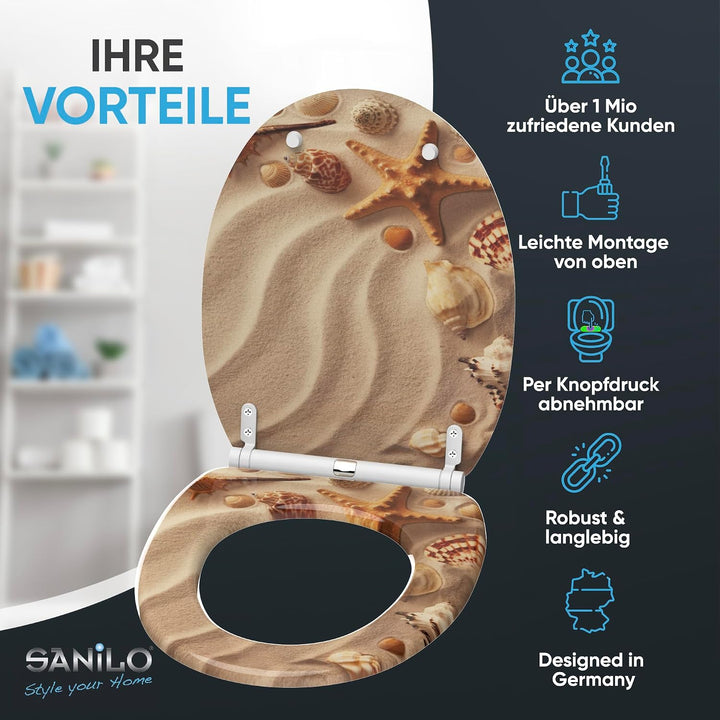 Sanilo WC-Sitz mit Absenkautomatik I Hochwertiger Toilettensitz aus Holz I Toilettendeckel in versch
