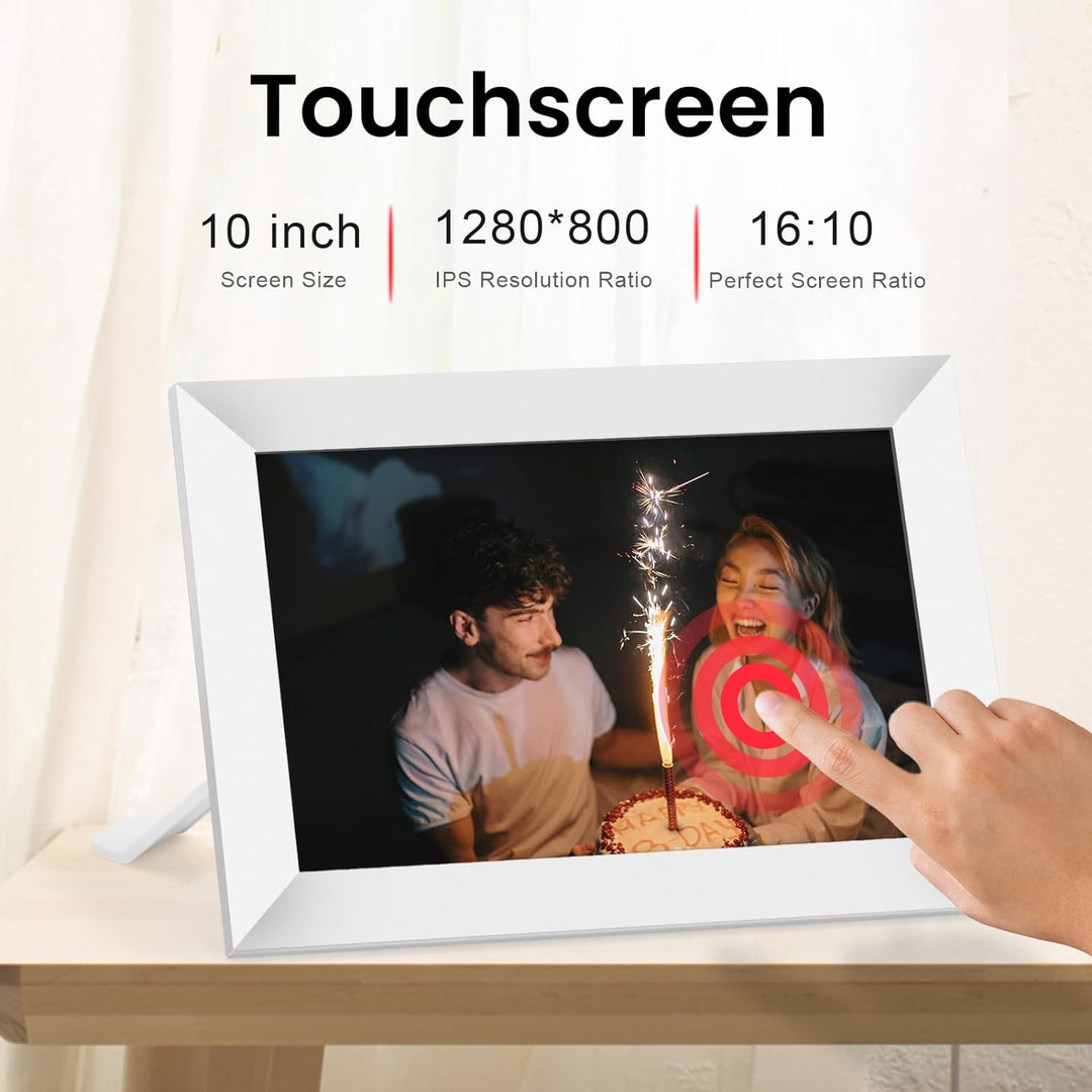 Digitaler Bilderrahmen WLAN, Haehne 10 Zoll Elektronischer Bilderrahmen, HD IPS Touchscreen, Auto-Ro
