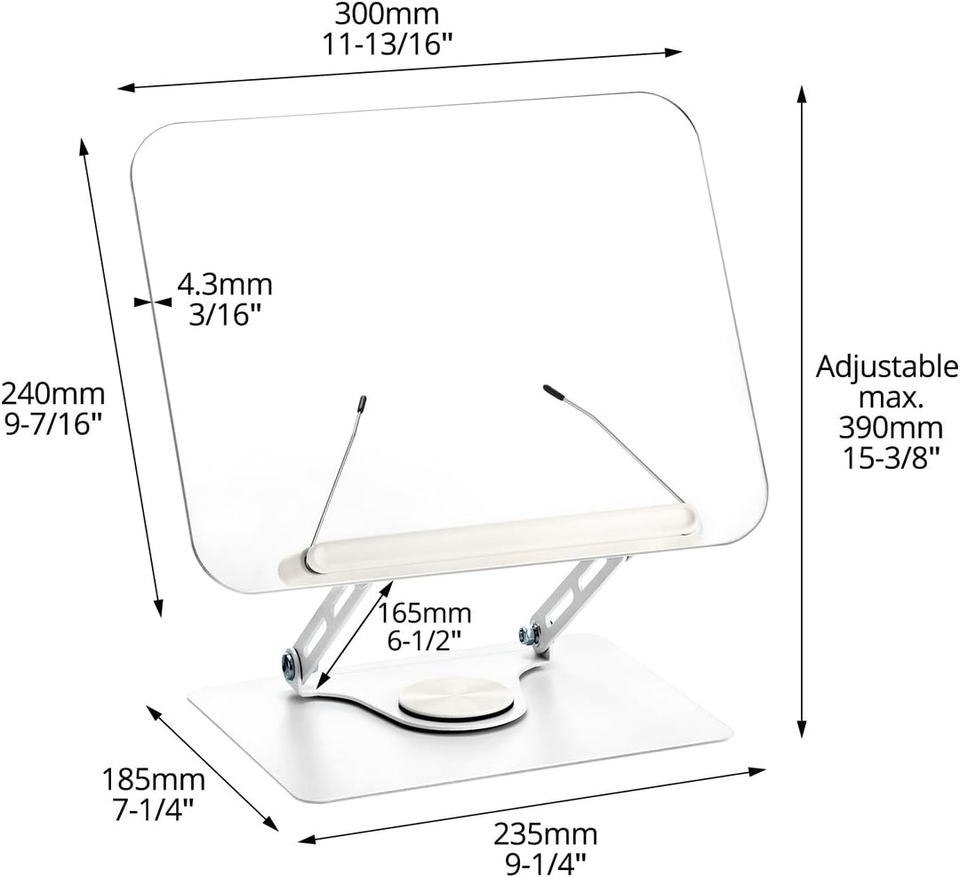 QWORK® Buchhalter Leseständer 360° Drehbarer und Faltbarer, Winkel und Höhe Verstellbar, Tragkraft c