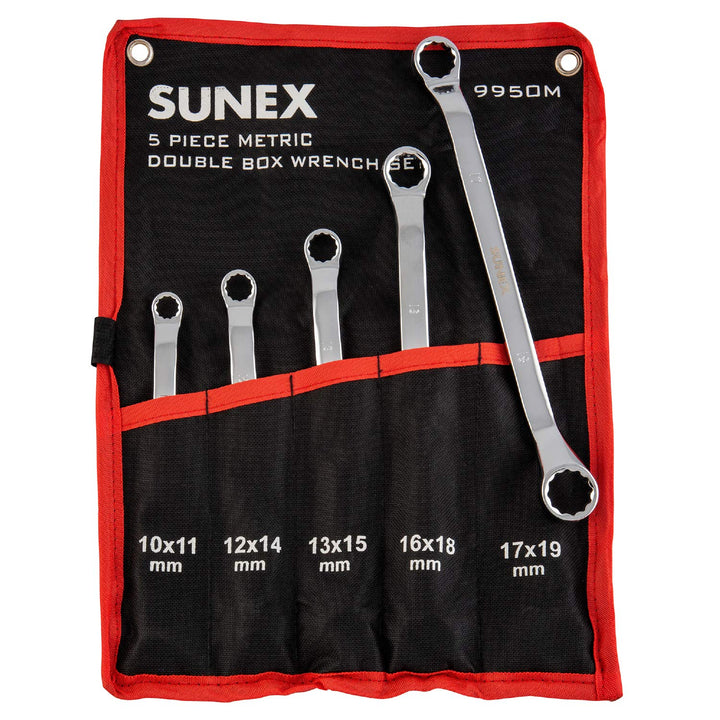 Sunex Tools 9950M Metrisches Doppelschlüssel-Set, 5-teilig Metrisches Doppelringschlüssel-Set., Metr
