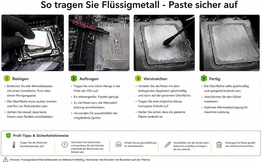 METALLIQ 2g Flüssigmetall Wärmeleitpaste für CPU & GPU – Extreme Performance für Gaming PC PS5 Upgra