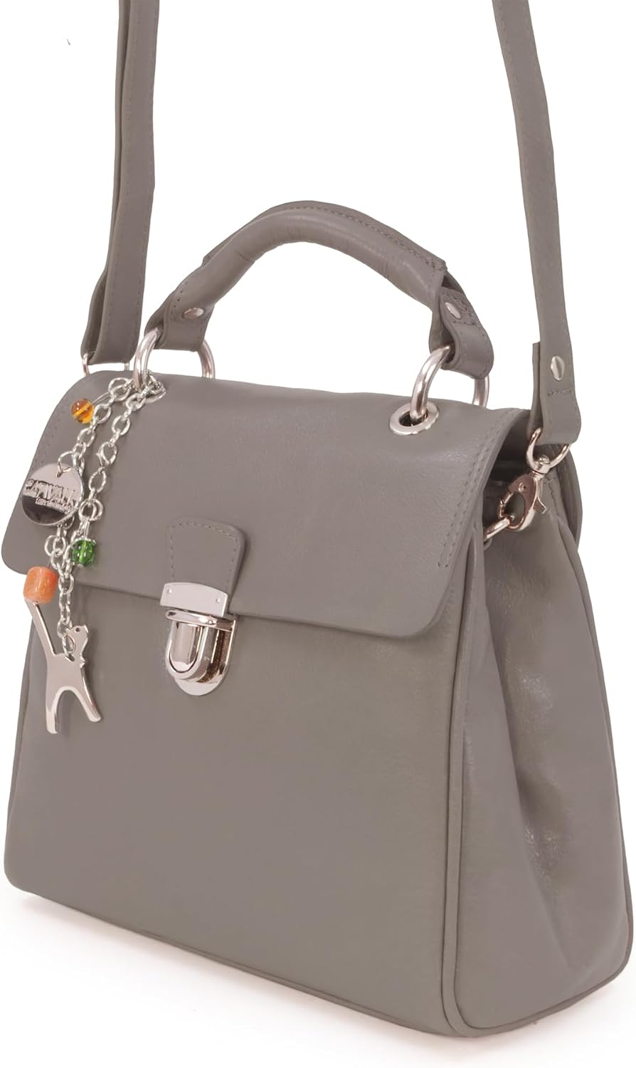 Catwalk Collection Handbags - Vintage Leder - Handtasche/Schultasche/Henkeltasche - Handtasche mit S