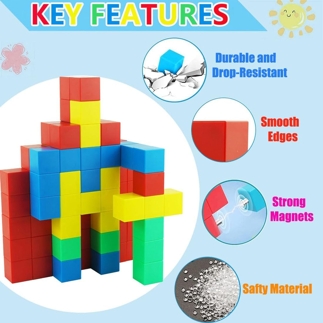 Magnetische Bausteine, 1,30 Zoll Grosse Magnetische Stapelwürfel für Kinder,sensorische Montessori S