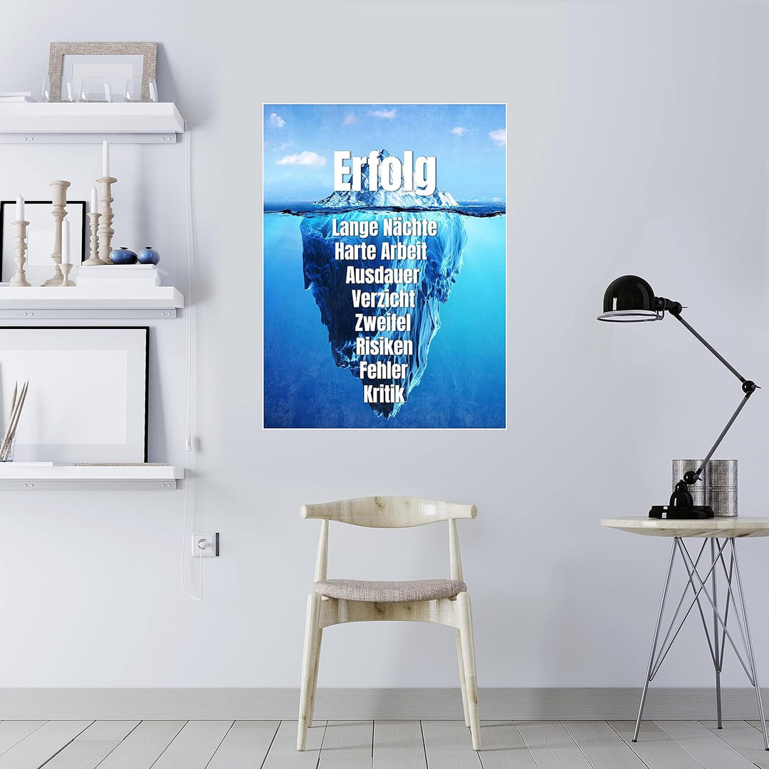 wandmotiv24 Poster als Wanddeko, Grösse 80x60cm, Erfolg Eisberg, Arktis, Arbeit, Moderne Wanddeko, W