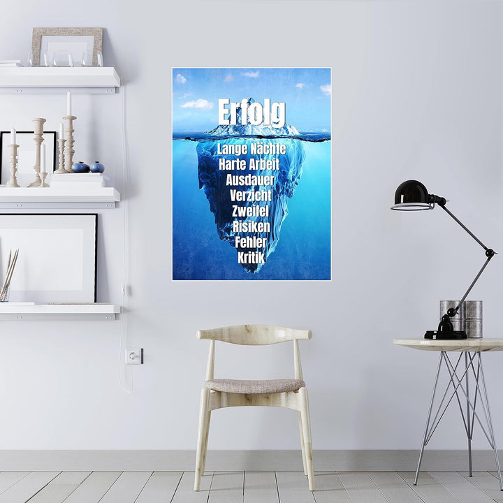 wandmotiv24 Poster als Wanddeko, Grösse 80x60cm, Erfolg Eisberg, Arktis, Arbeit, Moderne Wanddeko, W